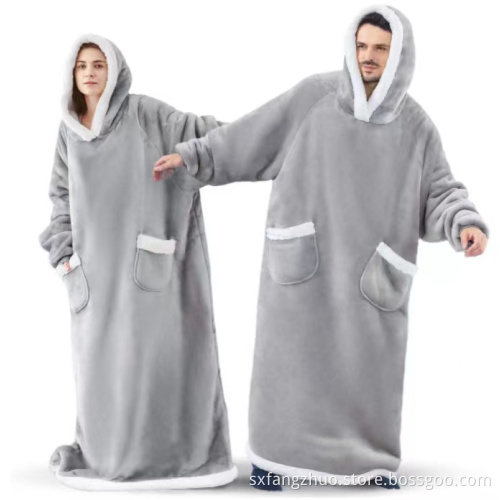 wholesale cozy wearable throw blanket hoodie printed